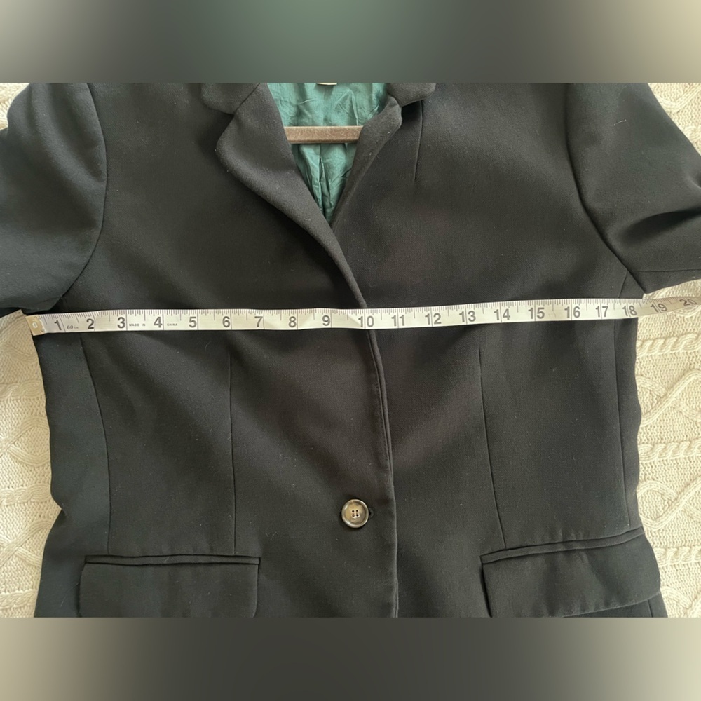 Loft Black Blazer Suit Jacket One Button Closure with Teal Lining Size 8 Petite - Picture 12 of 15